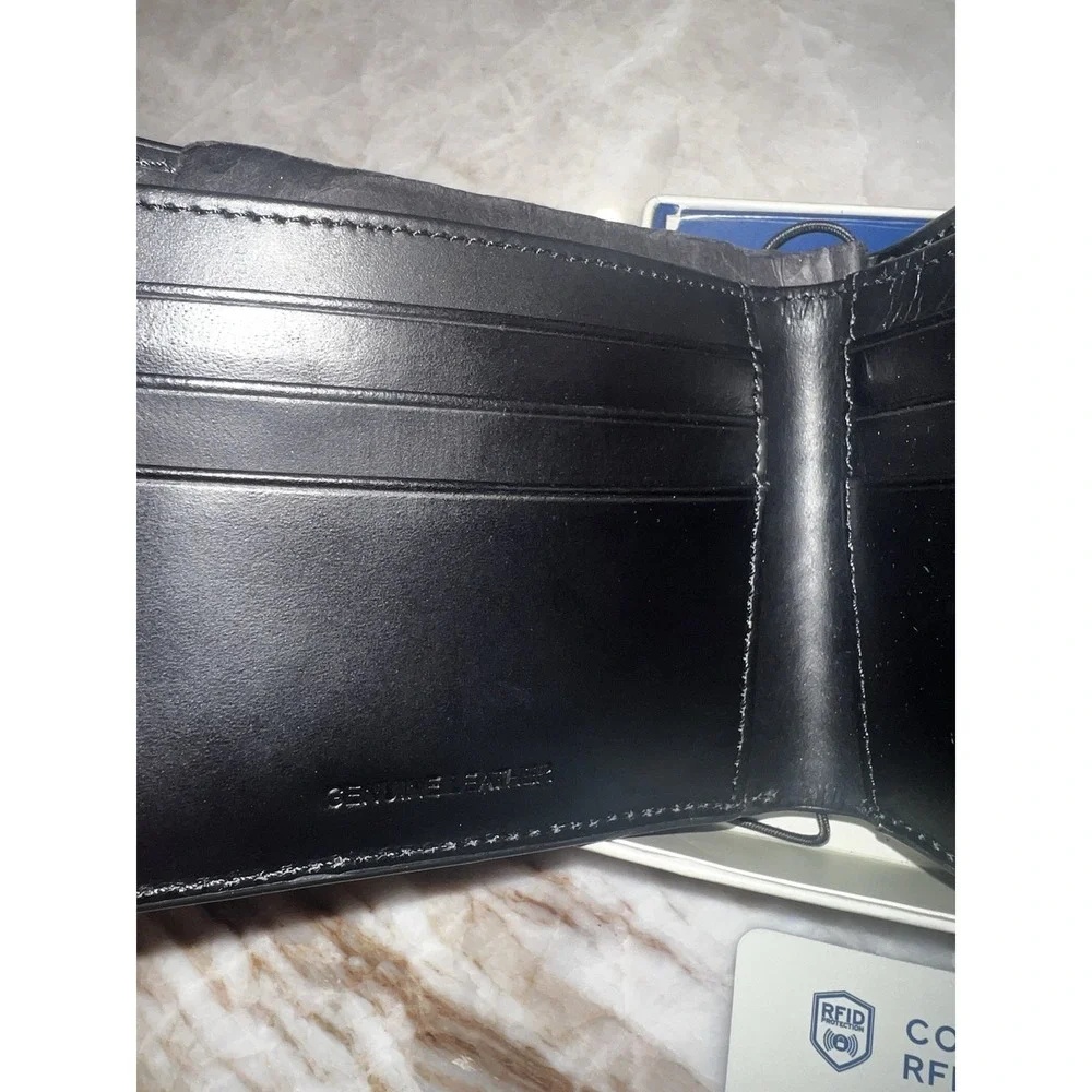 COLE HAAN MEN'S LEATHER RFID PROTECTED BIFOLD 6 POCKET WALLET BLACK (NEW in box)